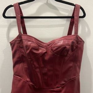 Bardot Vegan Leather Dress Size 6 Burgundy
